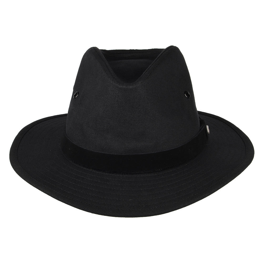 Brixton Messer X Adventure Wasserabweisender Fedora Hut aus Baumwolle - Schwarz