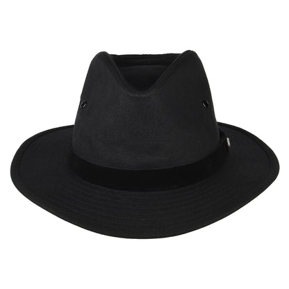 Brixton Messer X Adventure Wasserabweisender Fedora Hut aus Baumwolle - Schwarz