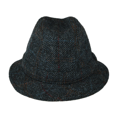 City Sport Packbarer HARRIS TWEED Trilby Hut mit Fischgrätmuster - Marineblau