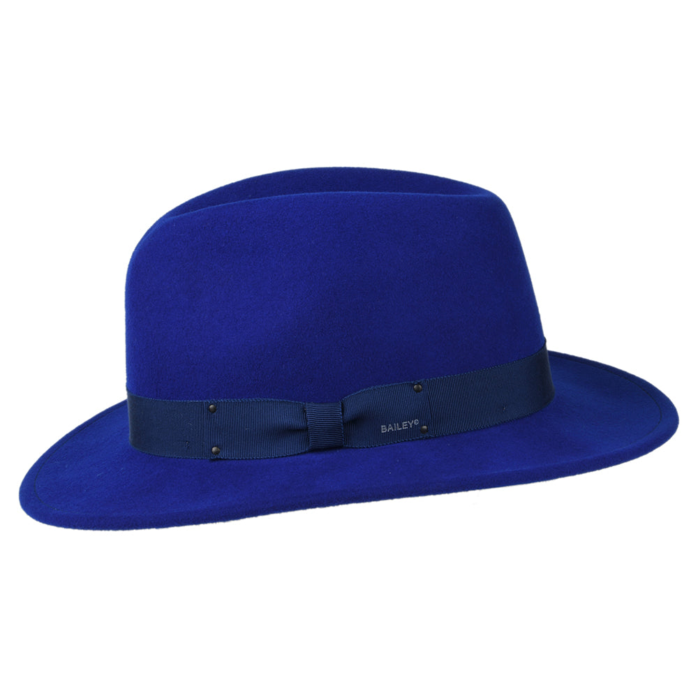 Bailey Curtis Knautschbarer Wasserabweisende Fedora Hut aus Wollfilz - Königsblau
