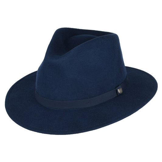 Brixton Messer Packbarer Fedora Hut aus Wollfilz - Verwaschenes Marineblau