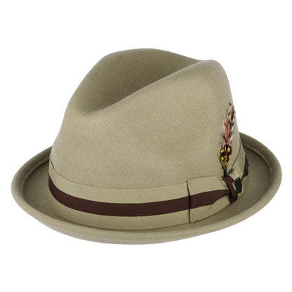 Brixton Gain Trilby Hut aus Wollfilz mit gestreiftem Band - Sand-Braun