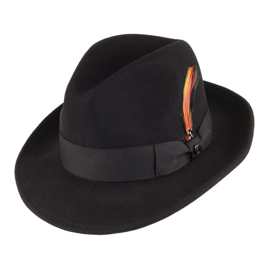 Jaxon & James Knautschbarer Pinchcrown Fedora Wollfilzhut -Schwarz