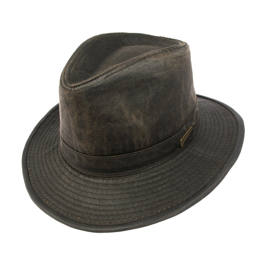 Indiana Jones Fedora aus verwitterter Baumwolle - Dunkelbraun