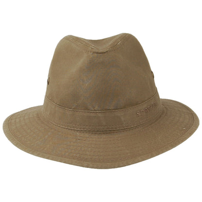Stetson Knautschbarer Safari Fedora Hut aus organischer Baumwolle - Khaki