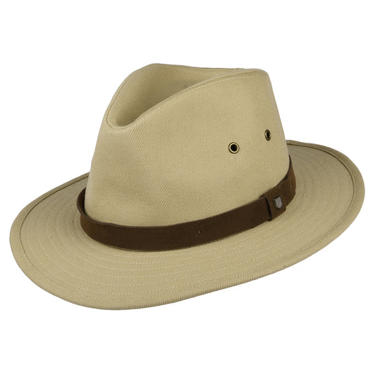 Brixton Messer X Adventure Wasserabweisender Fedora Hut aus Baumwolle - Creme