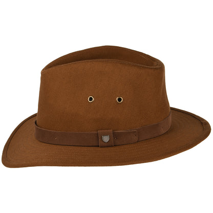 Brixton Messer X Adventure Wasserabweisender Fedora Hut aus Baumwolle - Hellbraun