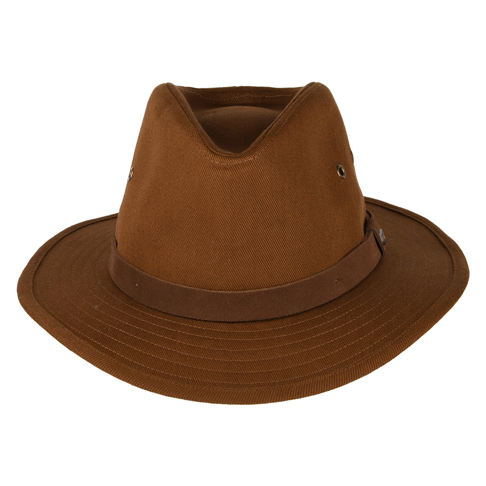 Brixton Messer X Adventure Wasserabweisender Fedora Hut aus Baumwolle - Hellbraun