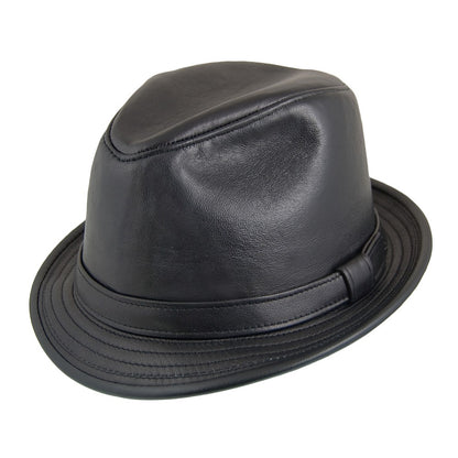 New York Hat Co. Trilby Hut aus Leder - Schwarz