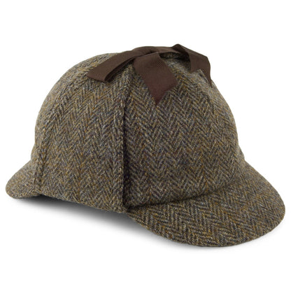 Failsworth Sherlock Holmes Hut aus Harris Tweed - Olivgrün-Blau