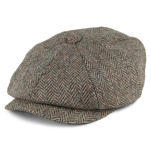 Failsworth Carloway HARRIS TWEED Ballonmütze mit Fischgrätmuster - Khaki-Beige