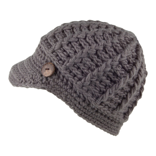 Scala Gestrickte Schirm Beanie Mütze - Grau