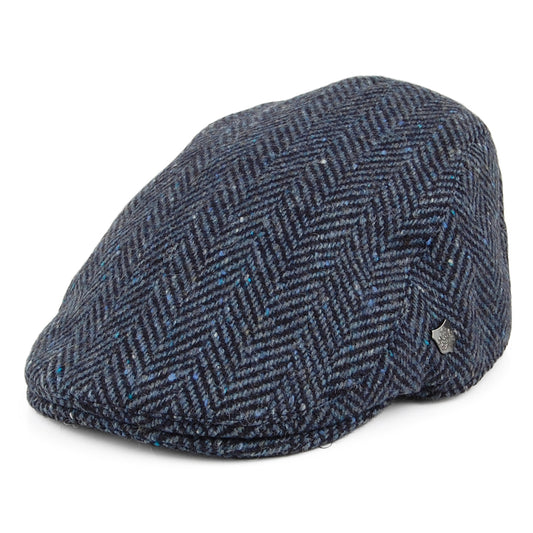 Failsworth Stockholm Donegal Tweed Schiebermütze mit Fischgrätmuster - Blau-Multi
