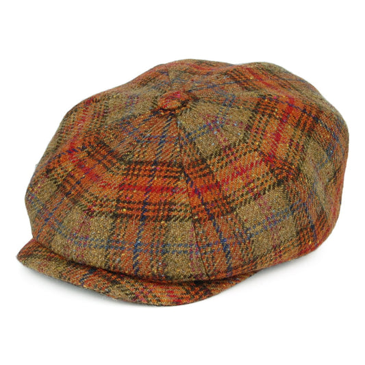 Stetson Hatteras Ballonmütze mit Prince of Wales Karomuster aus Lammwolle - Herbstfarben