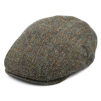 Jaxon & James Lundale HARRIS TWEED Schiebermütze mit Fischgrätmuster - Olivgrün-Braun