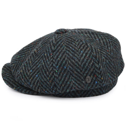 Jaxon & James Glendowan Donegal Tweed Ballonmütze mit Fischgrätmuster - Blau-Mix
