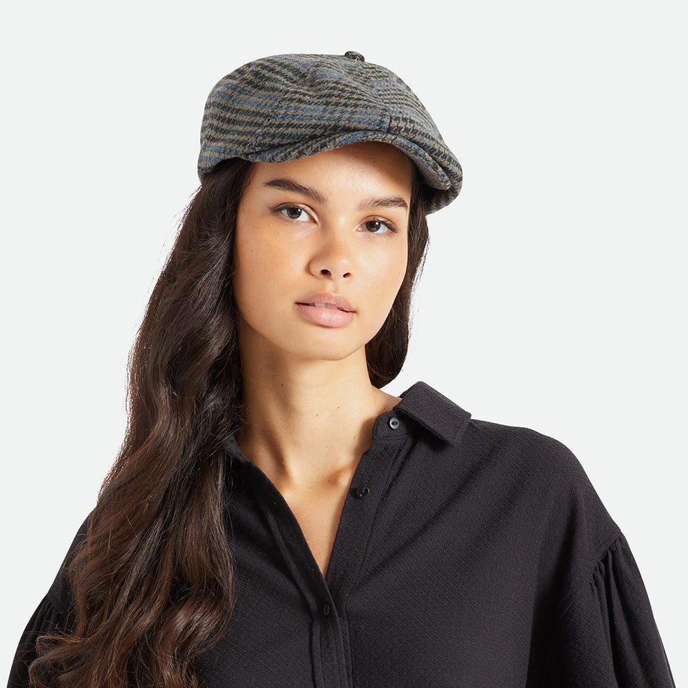 Brixton Brood II Ballonmütze Houndstooth - Steingrau-Blau