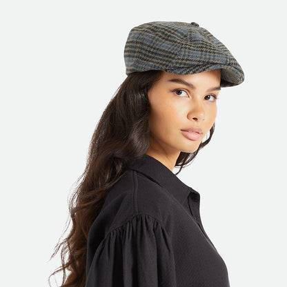 Brixton Brood II Ballonmütze Houndstooth - Steingrau-Blau