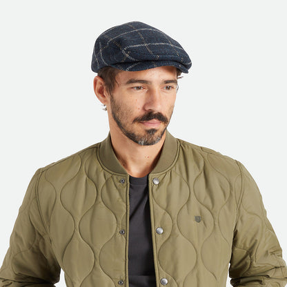 Brixton Hooligan Baggy Schiebermütze mit Fensterscheibenmuster - Blau-Schwarz