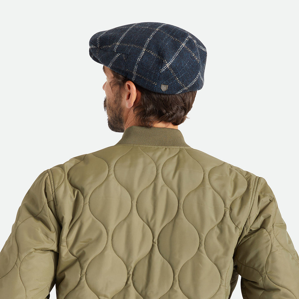 Brixton Hooligan Baggy Schiebermütze mit Fensterscheibenmuster - Blau-Schwarz