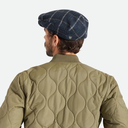 Brixton Hooligan Baggy Schiebermütze mit Fensterscheibenmuster - Blau-Schwarz