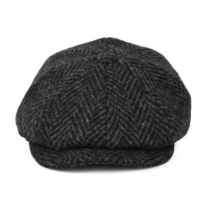 Jaxon & James Glencoagh Heavyweight Donegal Tweed Ballonmütze mit Fischgrätmuster - Schwarz-Anthrazit