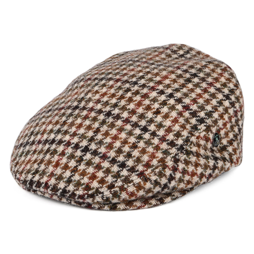 City Sport HARRIS TWEED Schiebermütze Houndstooth - Cremefarben-Olivgrün-Braun