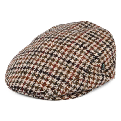 City Sport HARRIS TWEED Schiebermütze Houndstooth - Cremefarben-Olivgrün-Braun