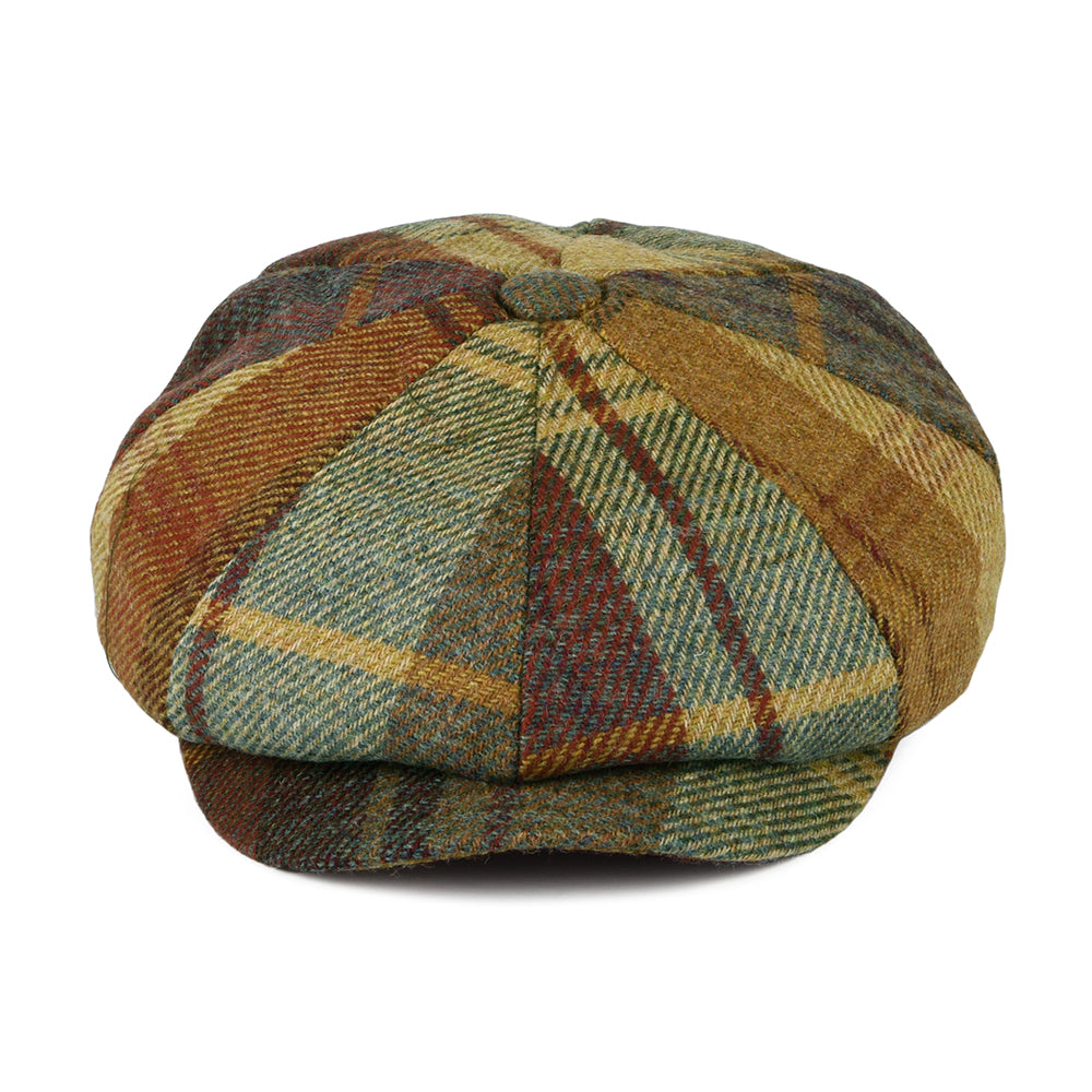 Failsworth Ballonmütze mit Schottenmuster aus Britischer Wolle - Senfgelb-Braun-Weinrot