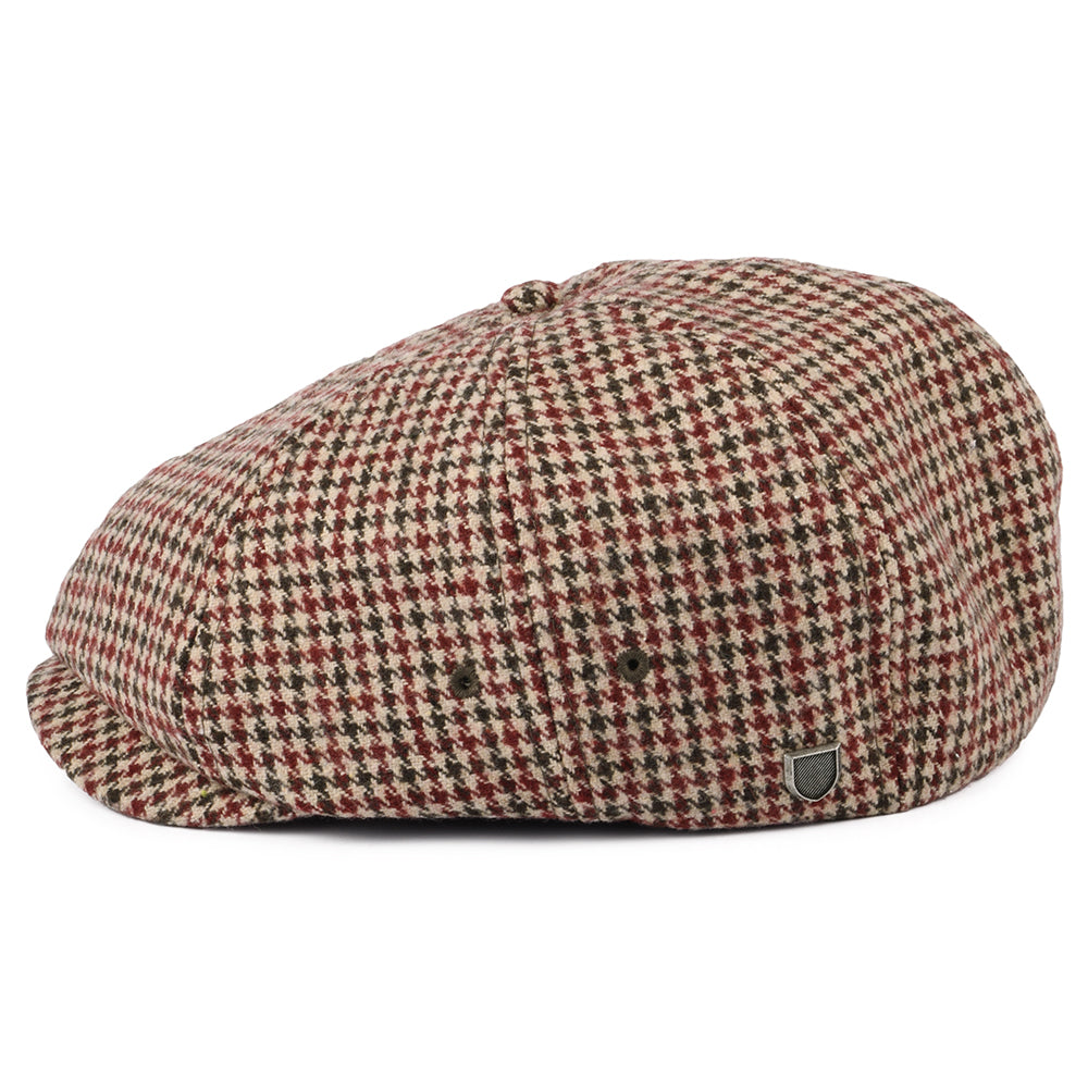 Brixton Brood II Leichtgewicht Ballonmütze Houndstooth - Preiselbeerenrot-Kamel