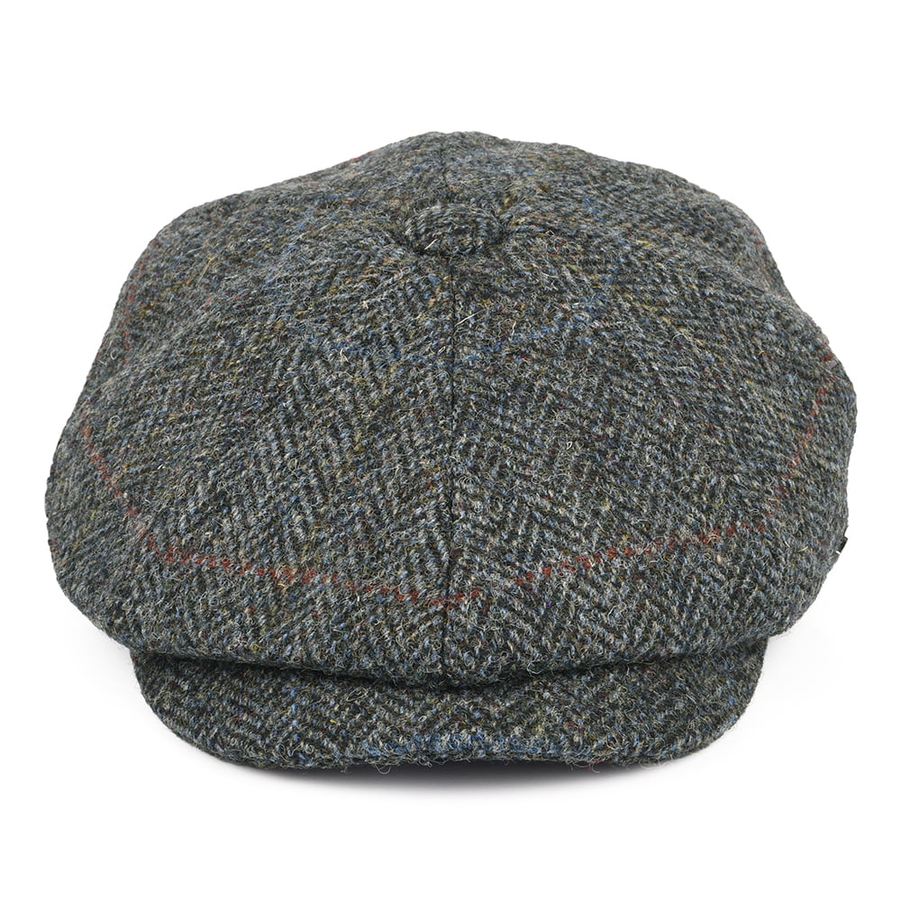 Failsworth Carloway HARRIS TWEED Ballonmütze mit Fischgrätmuster - Grau-Mix