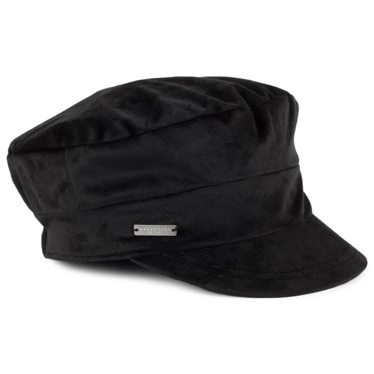 Seeberger Samt aus Samt Schiffermütze aus Polyester - Schwarz