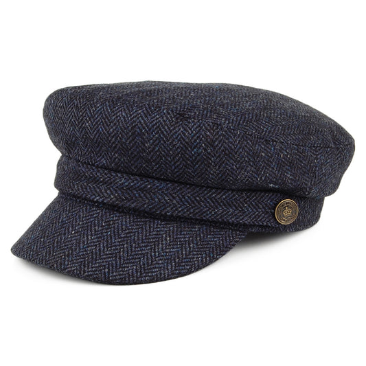 Christys Fischgrätenmuster Tweed Schiffermütze - Marineblau