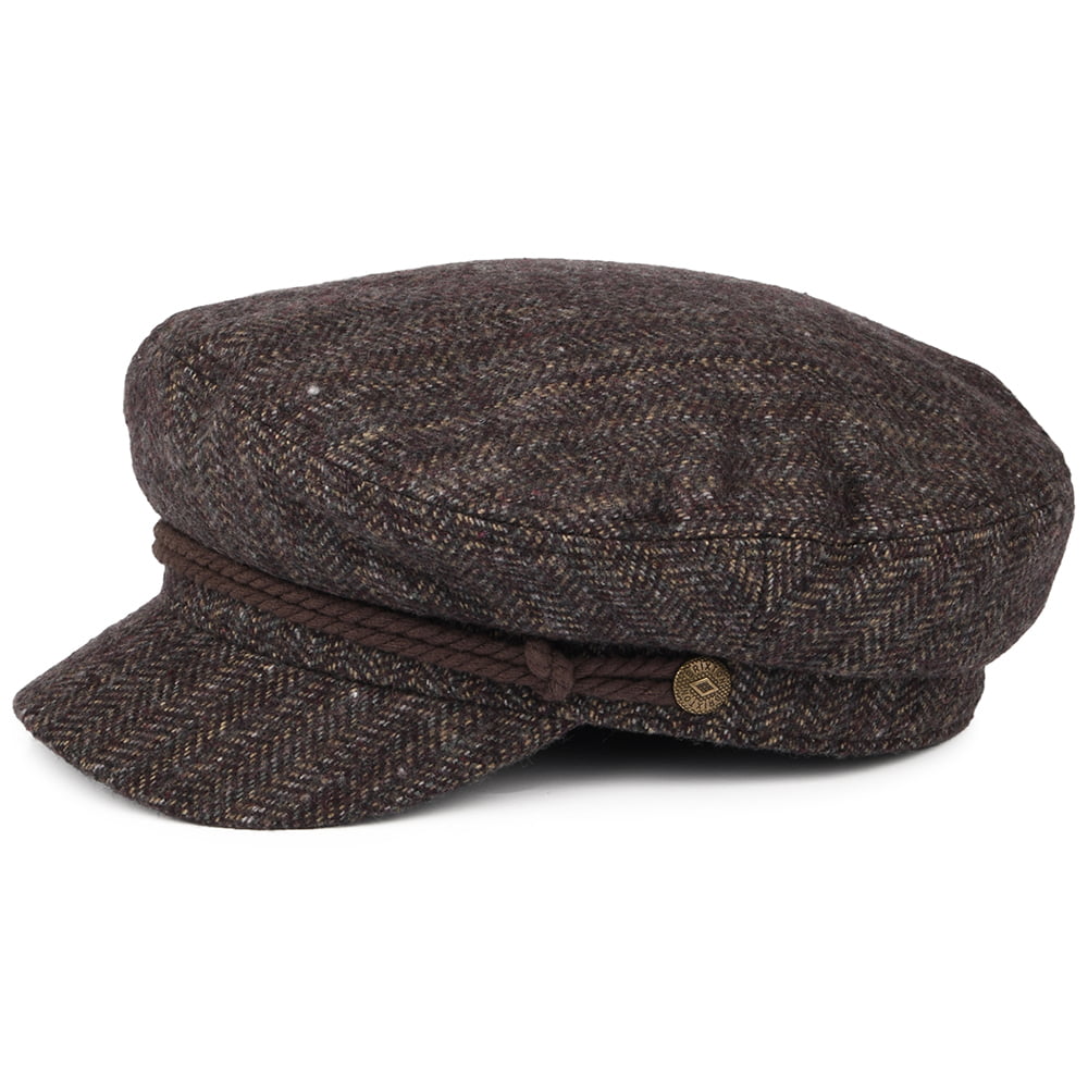 Brixton Schiffermütze mit Fischgrätmuster - Weinrot