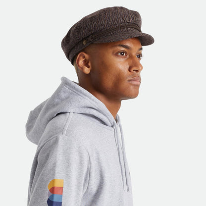 Brixton Schiffermütze mit Fischgrätmuster - Weinrot