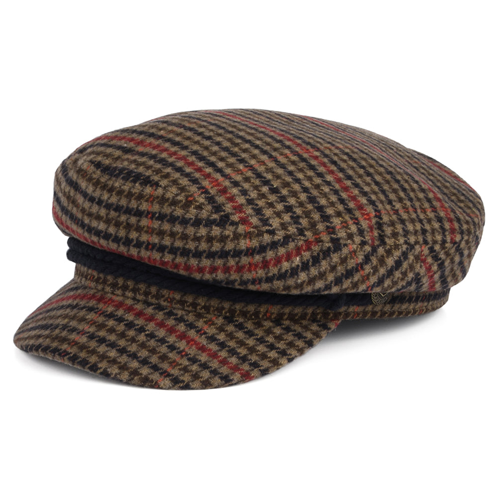 Brixton Schiffermütze Houndstooth - Hellbraun-Marineblau