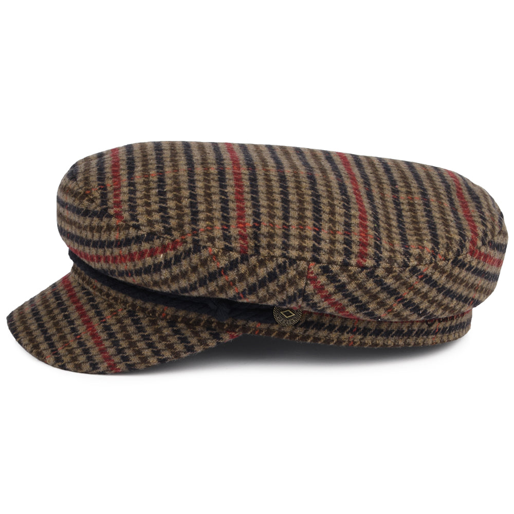 Brixton Schiffermütze Houndstooth - Hellbraun-Marineblau