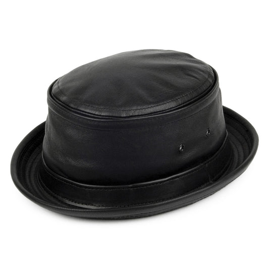 New York Hat Company Fischerhut aus Leder - Schwarz