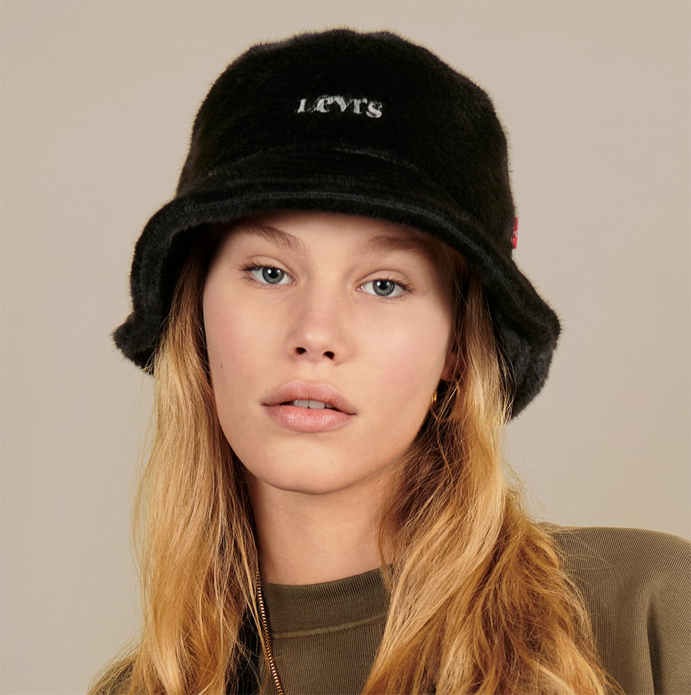 Levi's Cozy Kunstfell Fischerhut - Schwarz