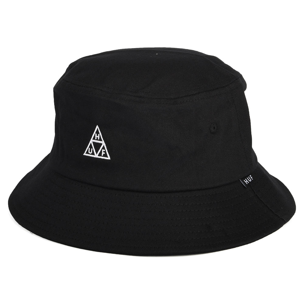 HUF Essentials Triple Triangle Baumwoll Fischerhut - Schwarz