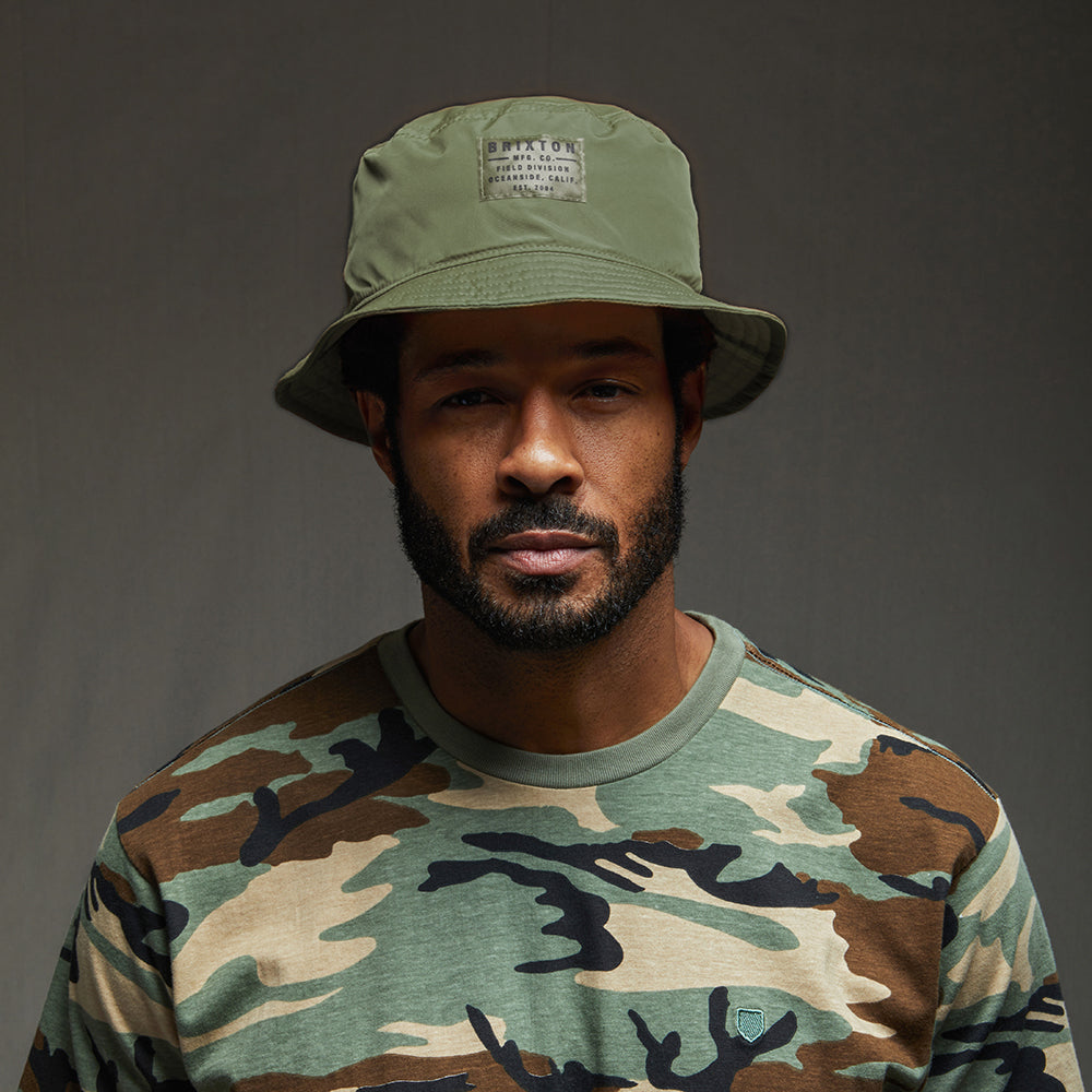 Brixton Vintage Knautschbarer Fischerhut aus Nylon - Olivgrün