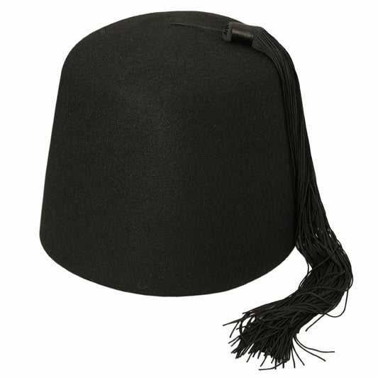 Village Hats Schwarzer Fez Hut mit Schwarzer Troddel