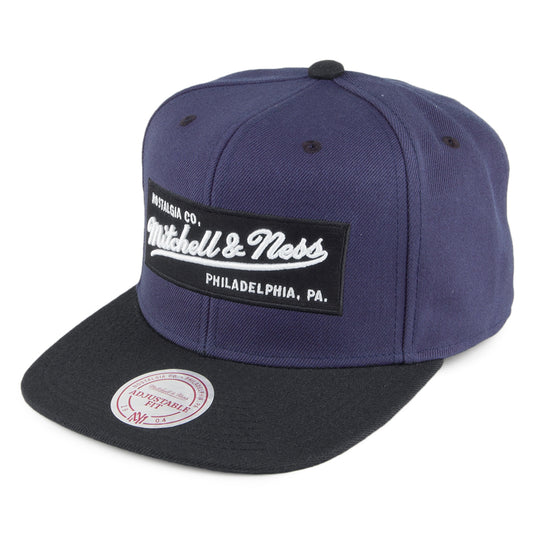 Mitchell & Ness Box Logo Snapback Cap - Marineblau-Schwarz