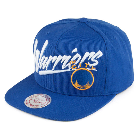 Mitchell & Ness Golden State Warriors Snapback Cap - Vice Script Solid - Blau