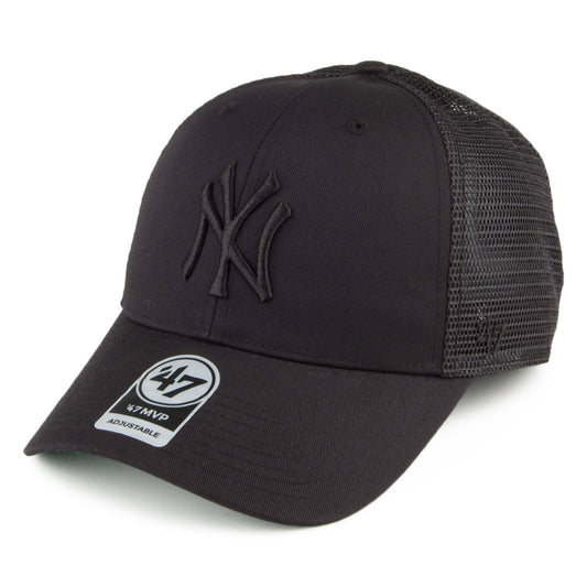 47 Brand New York Yankees Branson MVP Trucker Cap - Schwarz auf Schwarz