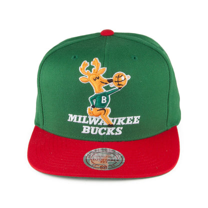 Mitchell & Ness Milwaukee Bucks Snapback Cap - XL Logo 2 Tone - Grün-Rot