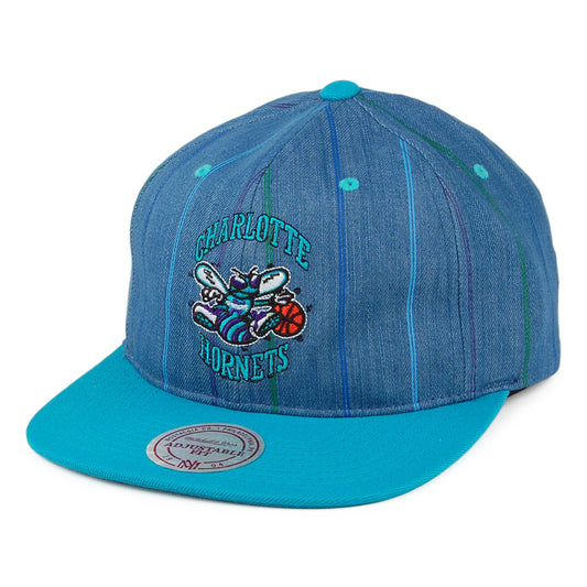Mitchell & Ness Charlotte Hornets Snapback Cap - Denim Pinstripe - Petrol