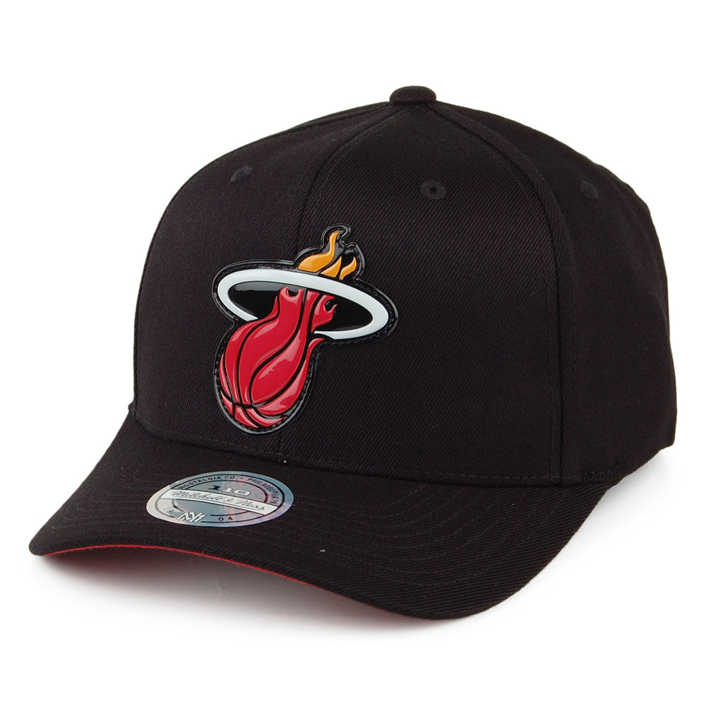 Mitchell & Ness Miami Heat Snapback Cap - Chrome Logo - Schwarz