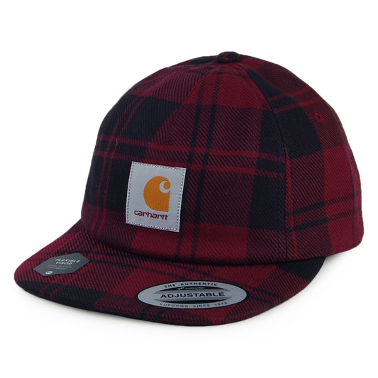 Carhartt WIP Pulford Check Unstrukturierte Strapback Cap aus Baumwoll-Twill - Burgunderrot-Schwarz