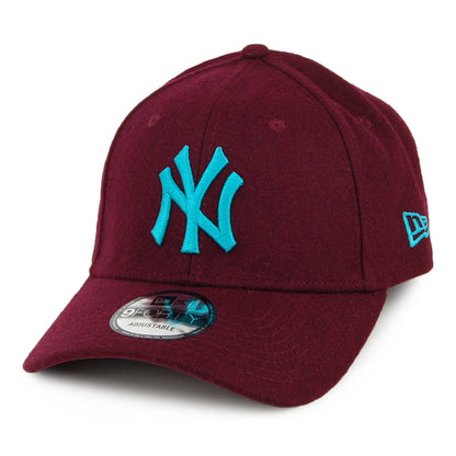 New Era 9FORTY New York Yankees Baseball Cap - MLB Melton - Burgunderrot-Petrol